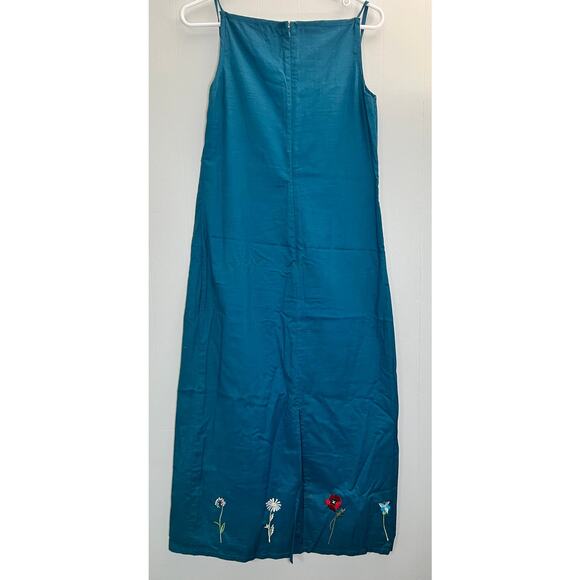 Relativity Dark Teal Embroidered Flower Strappy Dress Size 10 - Picture 2 of 5